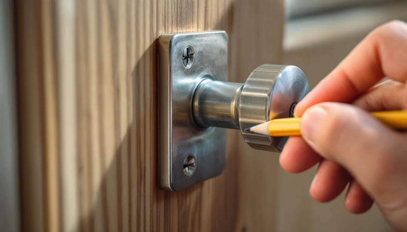 New deadbolt with the bolt thrown, fitted flush in a wooden door edge